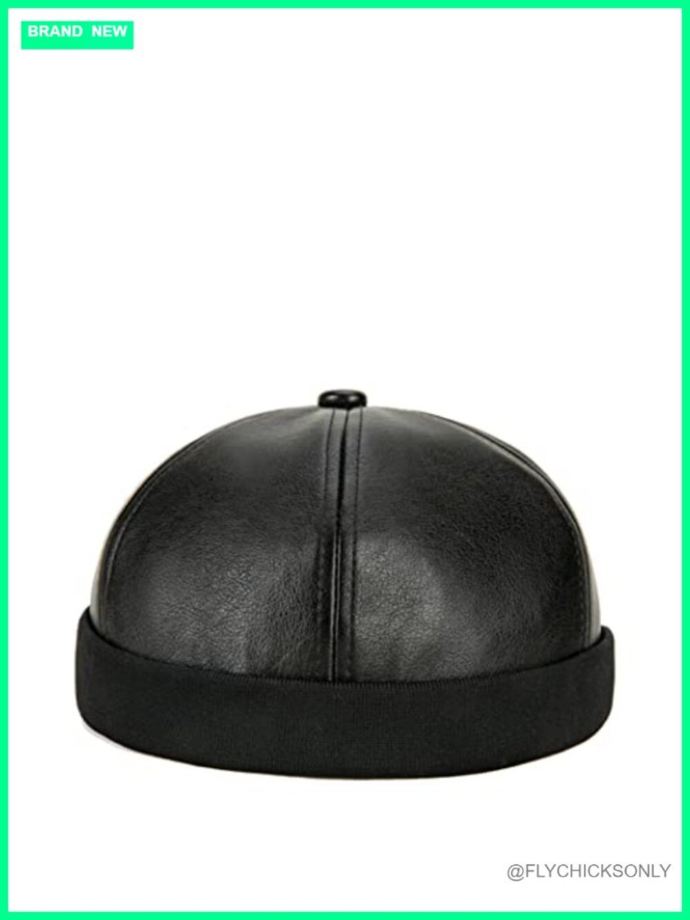 Unisex Faux Leather Docker Cap Brimless Leon Hat Skull Cap Beanie